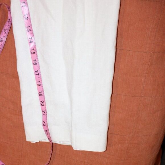 Sandro Vintage White Linen High Rise Straight Leg Trousers Pants Women's Size 12 - Picture 15 of 15